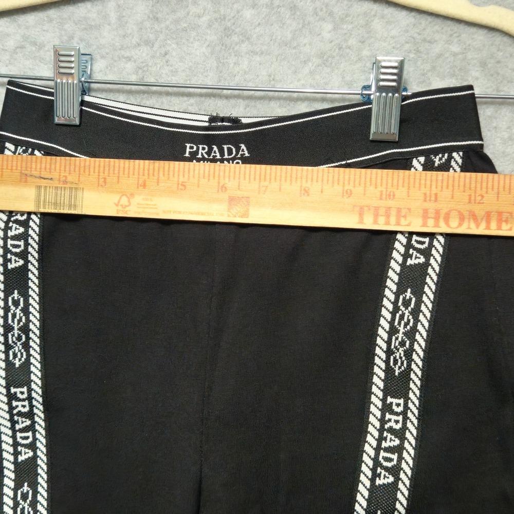 PRADA Milano Logo Tape Leggings Womens Medium Black Italy Designer Skinny Pants - Picture 10 of 12